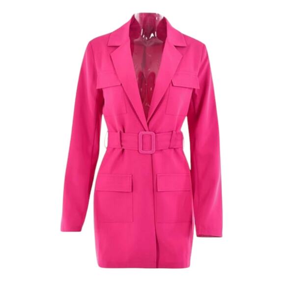 Lioness Blazer Dress Women's Size Medium Pink Belted Jacket Party Night Out Mini - Picture 5 of 13